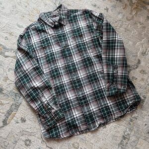 Carhartt Men's Casual Plaid Shirt in Green and White